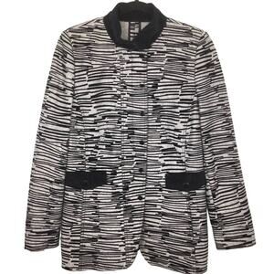 Etcetera Zebra Mock Collar Wool Blend Fleece Lined Long Sleeve 3/4 Coat Size 12